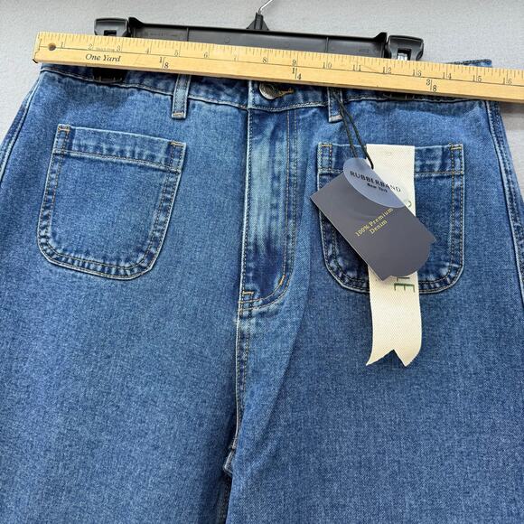 Rubberband Stretch Jeans Women's 30 11/12 Blue Patch Pocket Wide Leg NWT - Picture 10 of 14